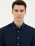 Navy Blue Slim Fit Long Sleeve Shirt