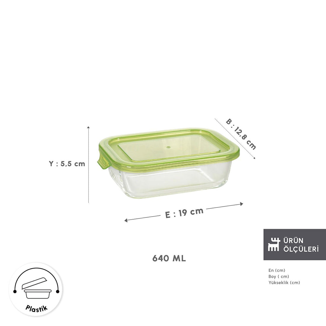 Lucy Glass Bowl Storage Container 640 ml - Green - 797832998