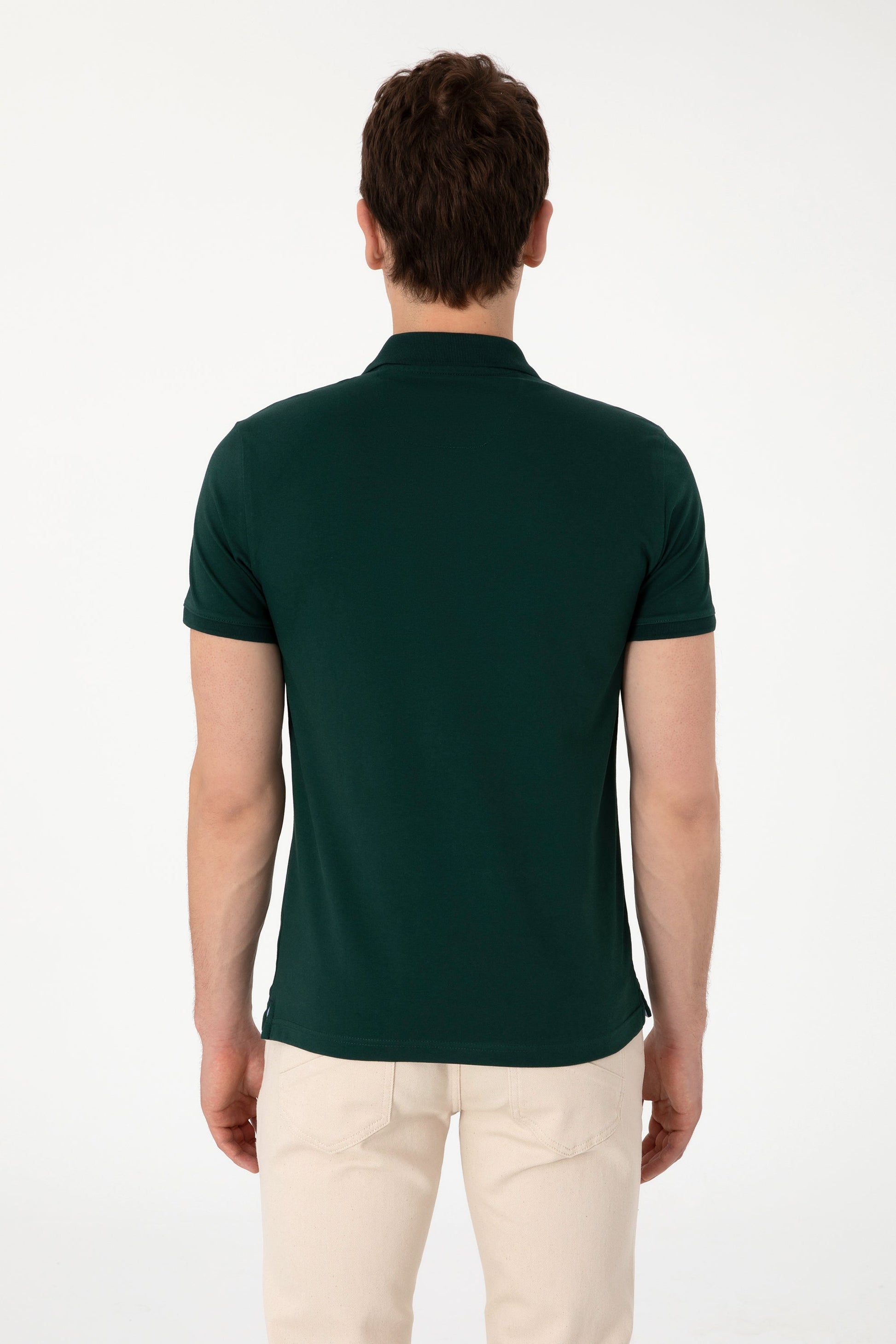 U.S. Polo Assn. - Men's Slim Fit Polo Neck Dark Green Basic T-Shirt