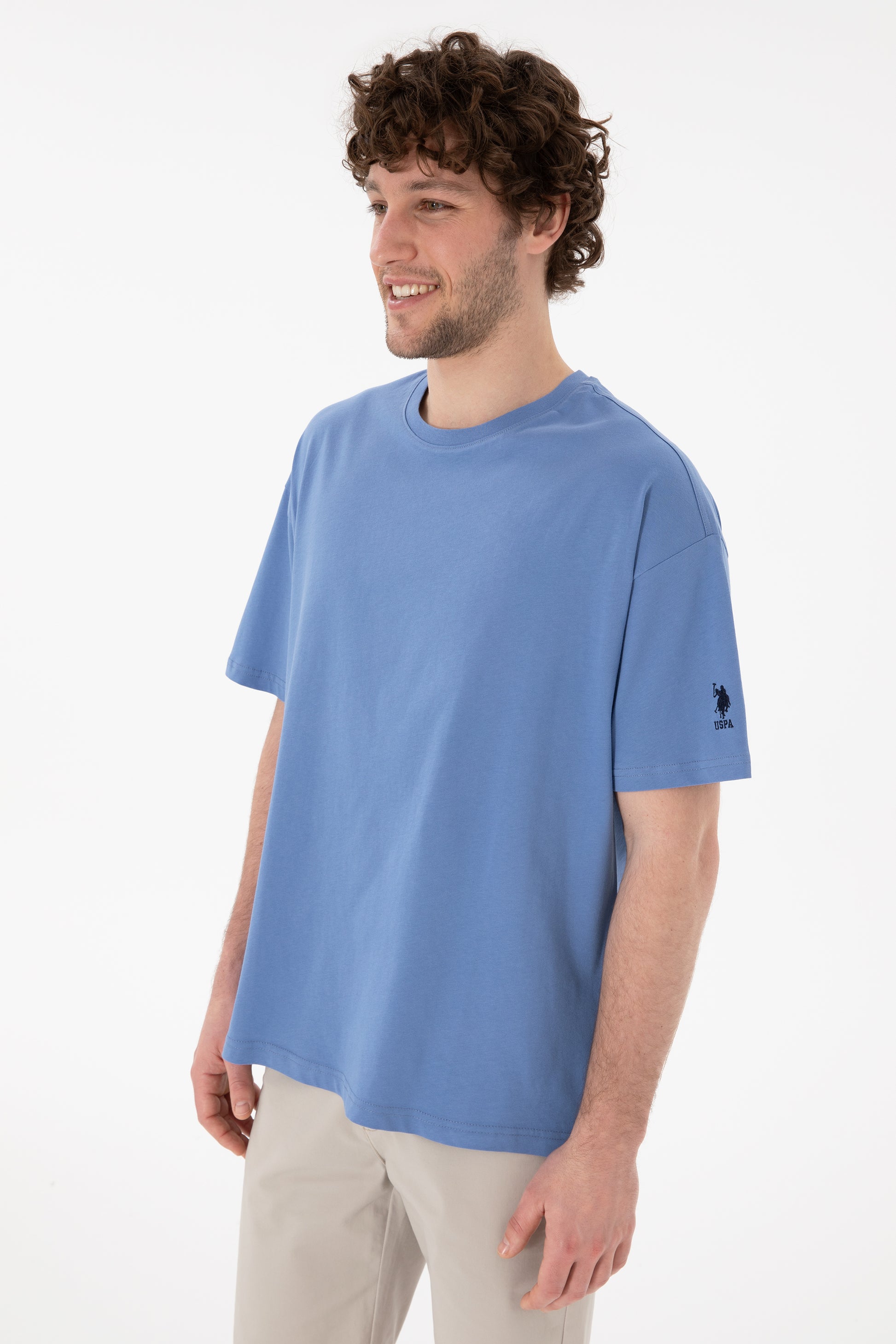 Men's Oversize Fit Crew Neck Dark Blue T-Shirt