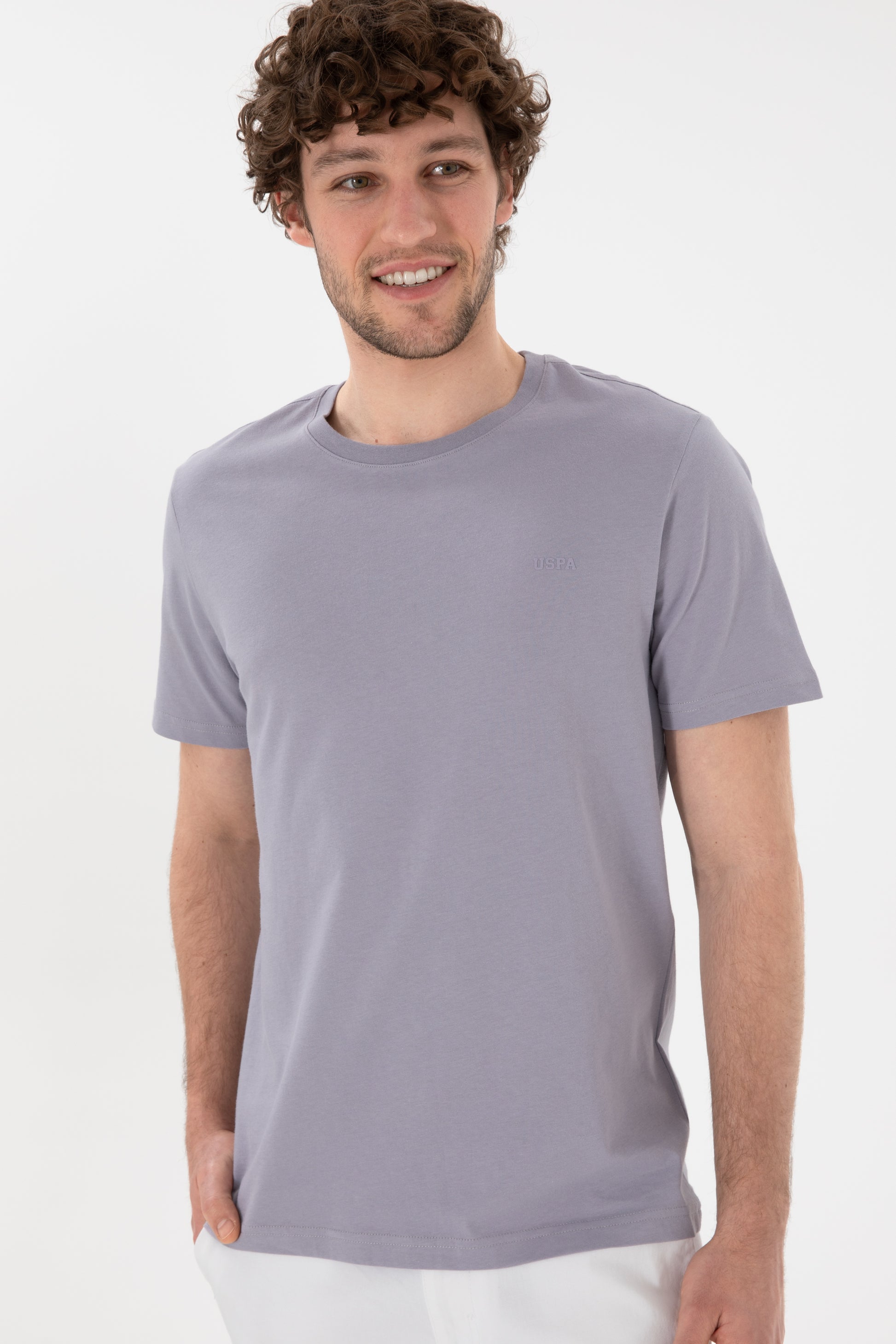 Men's Regular Fit Crew Neck Grey Basic T-Shirt