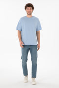 Men's Oversize Fit Crew Neck Light Blue T-Shirt