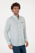 Men's Water Green Long Sleeve Basic Shirt