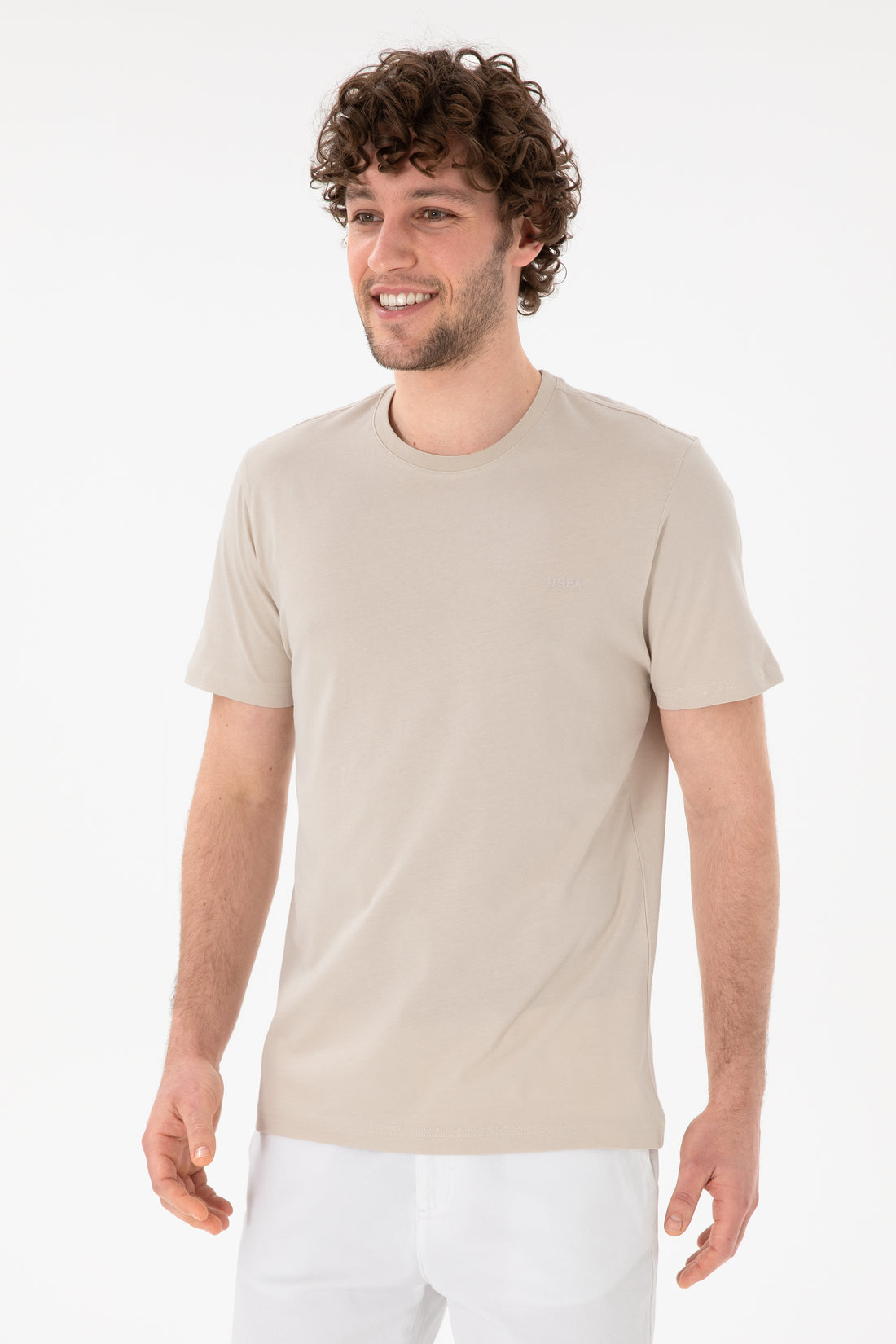 Men's Regular Fit Crew Neck Stone Basic T-Shirt
