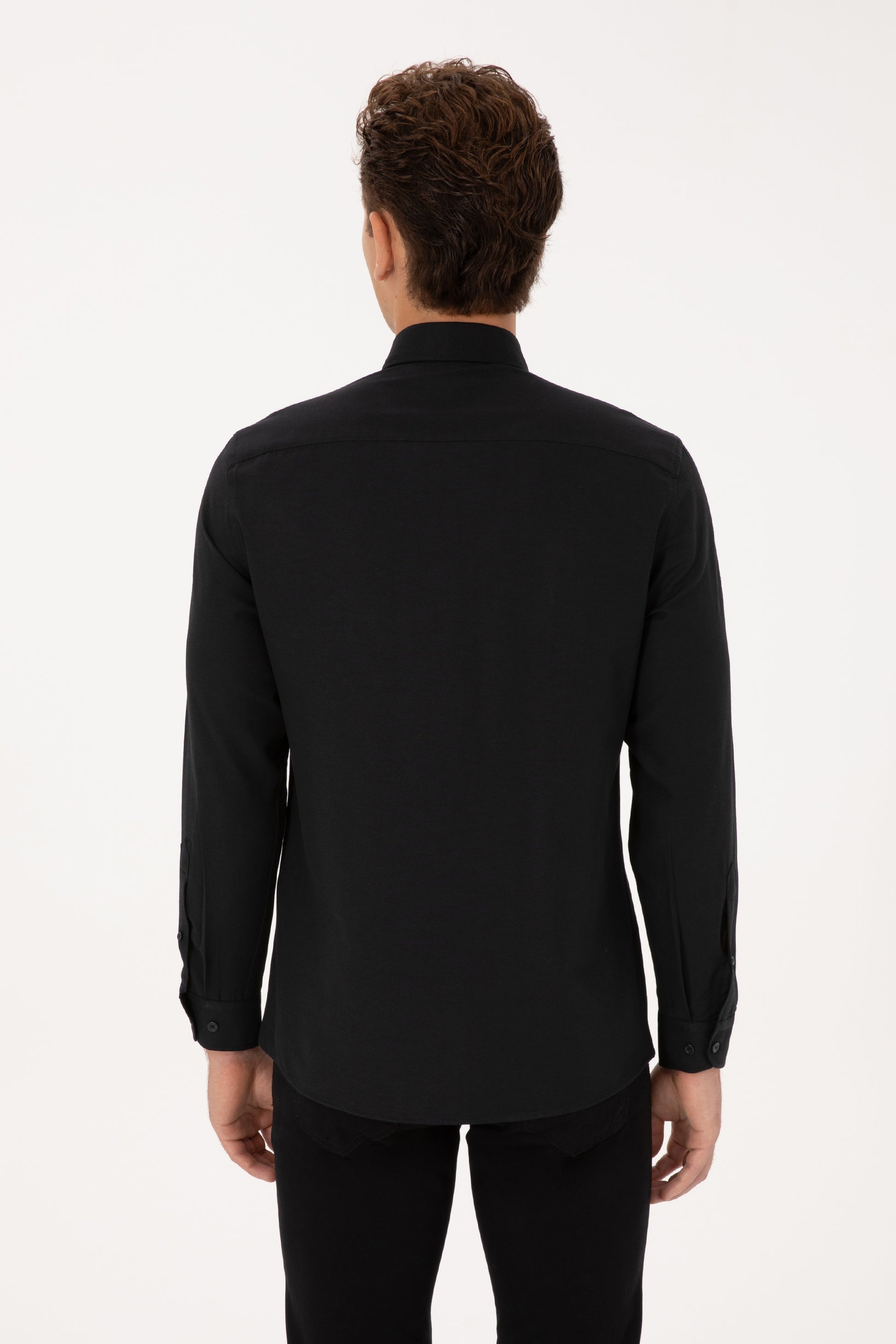 Men's Black Long Sleeve Basic Shirt