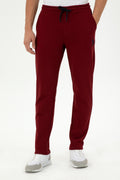 Men's Slim Fit Straight Leg Burgundy Basic Sweatpants