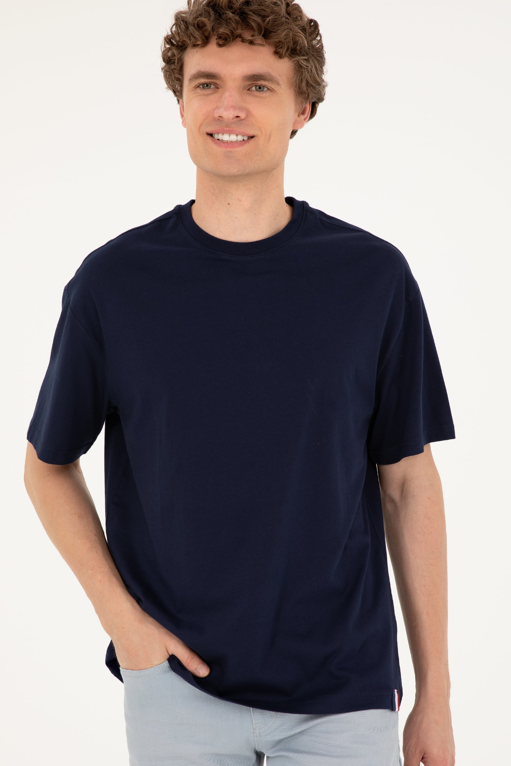 Men's Comfort Fit Crew Neck Navy T-Shirt
