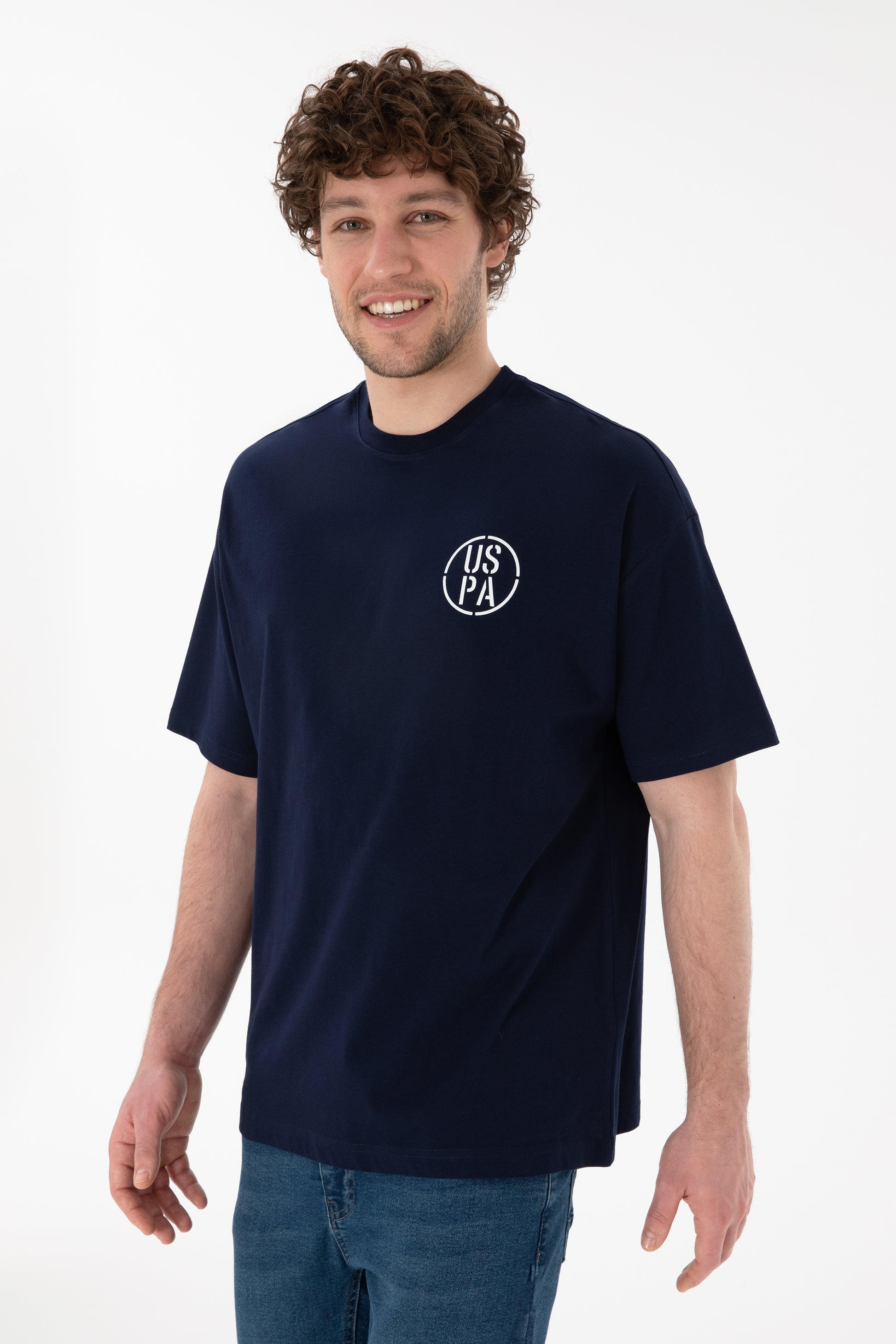 Men's Oversize Fit Crew Neck Navy T-Shirt