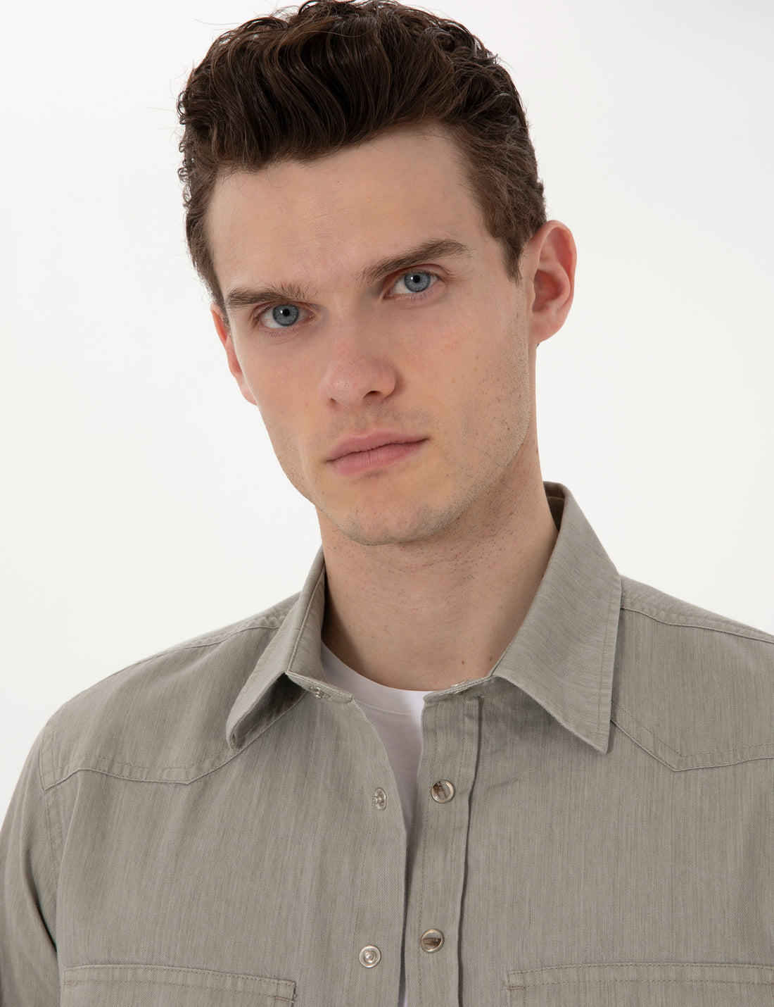 Light Khaki Slim Fit Jean Shirt