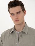 Light Khaki Slim Fit Jean Shirt