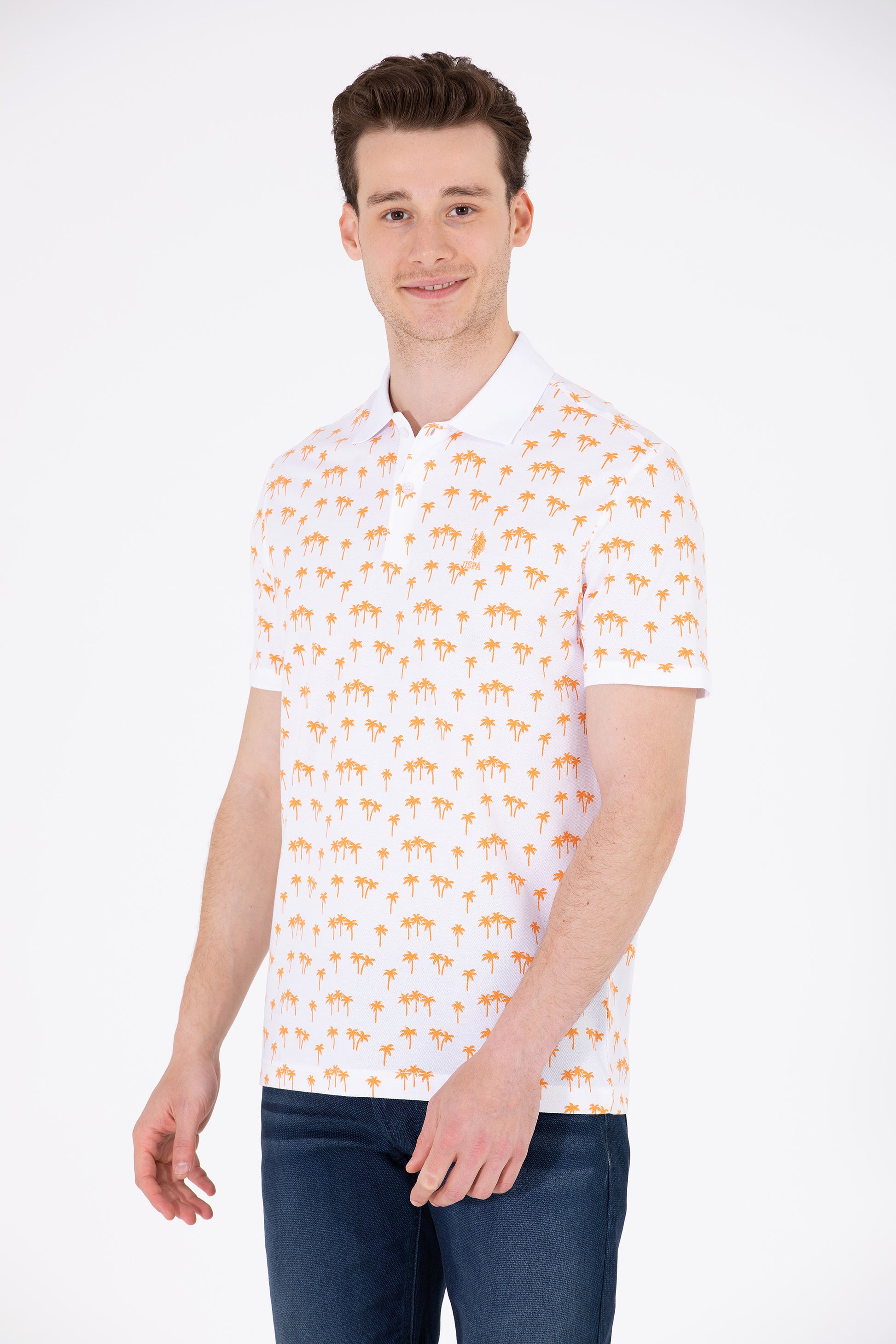 Men's Orange Polo Neck T-Shirt