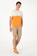 Men's Regular Fit Crew Neck Orange T-Shirt