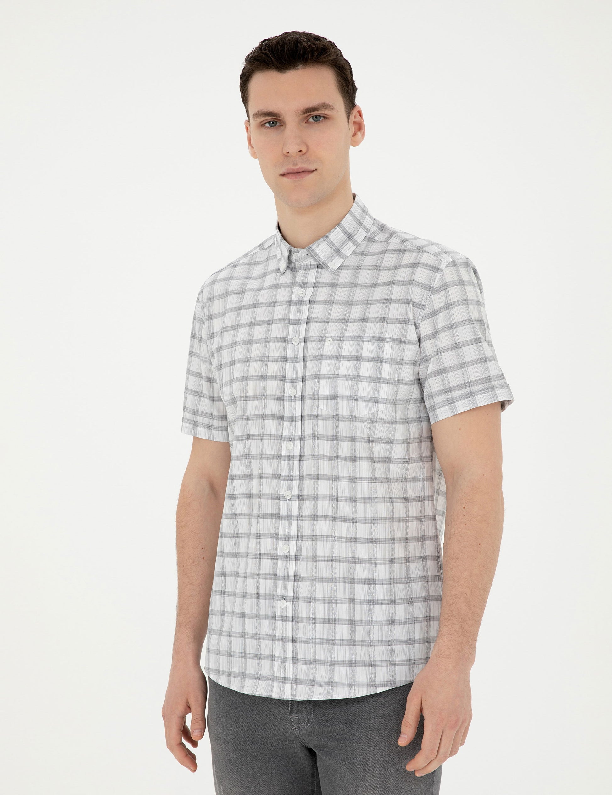 Grey Regular Fit Short Sleeve Shirt