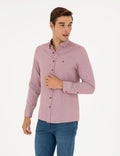 Burgundy Oxford Slim Fit Long Sleeve Shirt