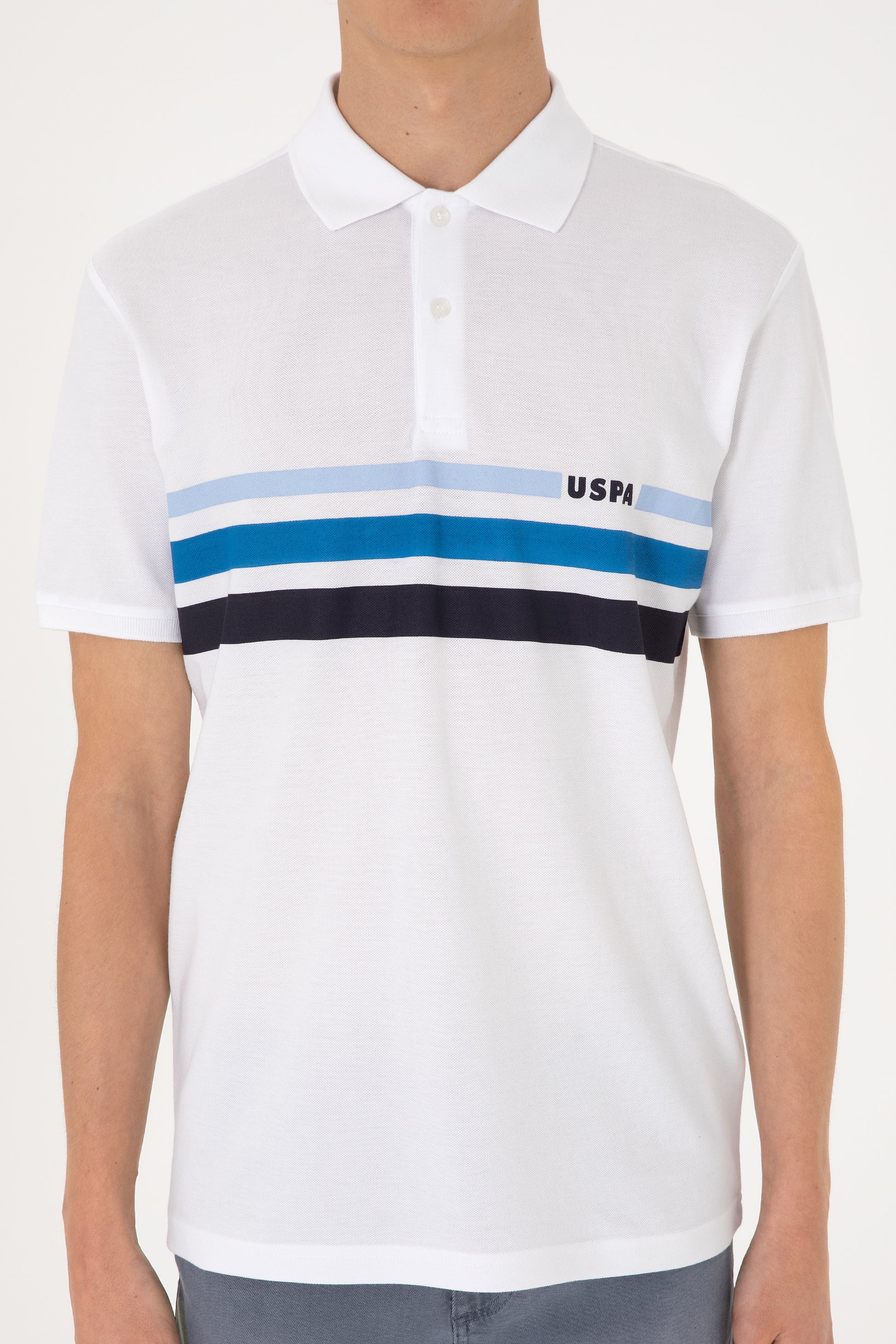 Men's Regular Fit Polo Neck White T-Shirt