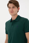 Men's Slim Fit Polo Neck Dark Green Basic T-Shirt