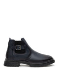 Navy Blue 100% Leather Boots