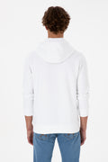 Erkek Regular Fit Kapüşonlu Beyaz Basic Sweatshirt