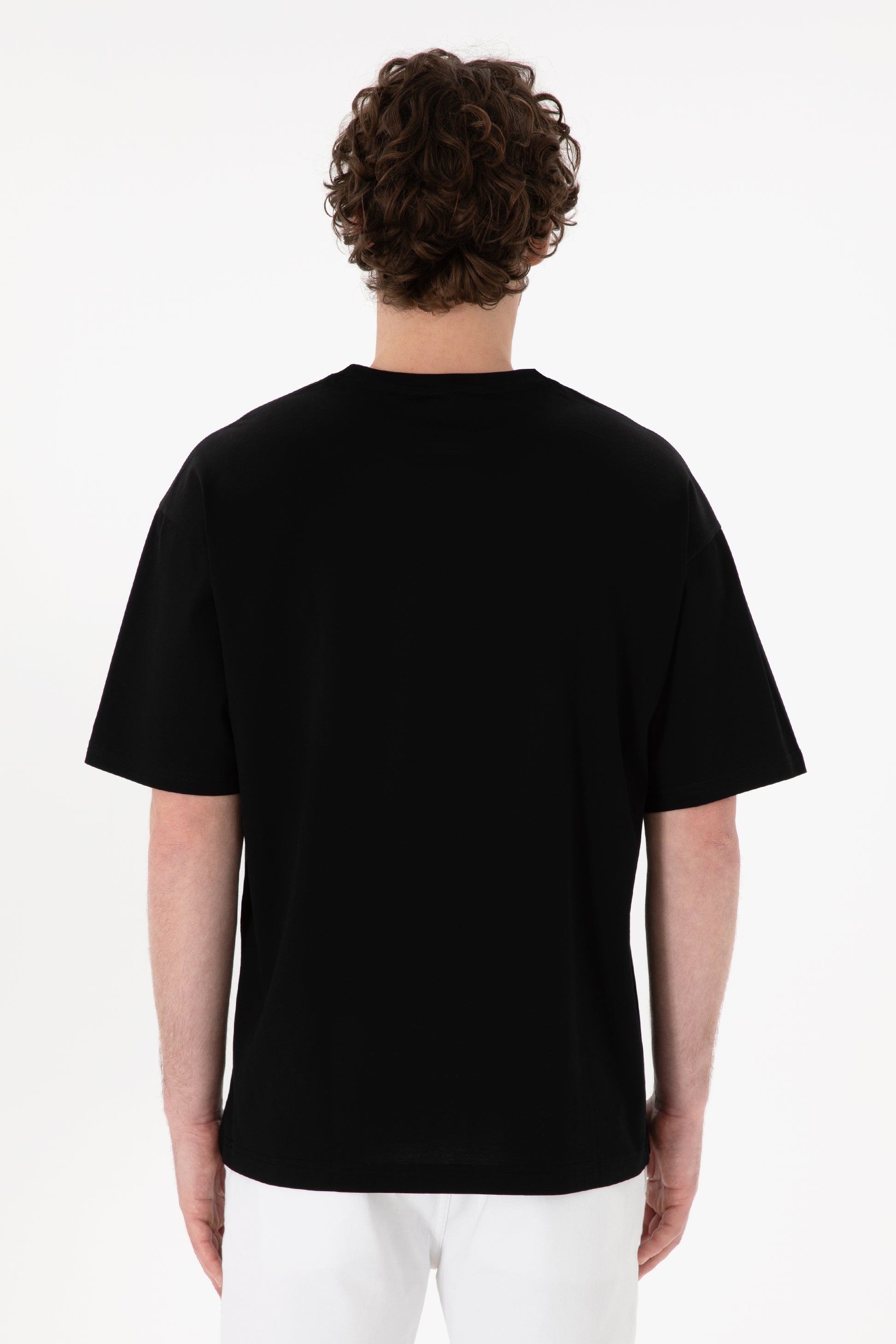 Men's Comfort Fit Crew Neck Black Mercerized Basic T-Shirt