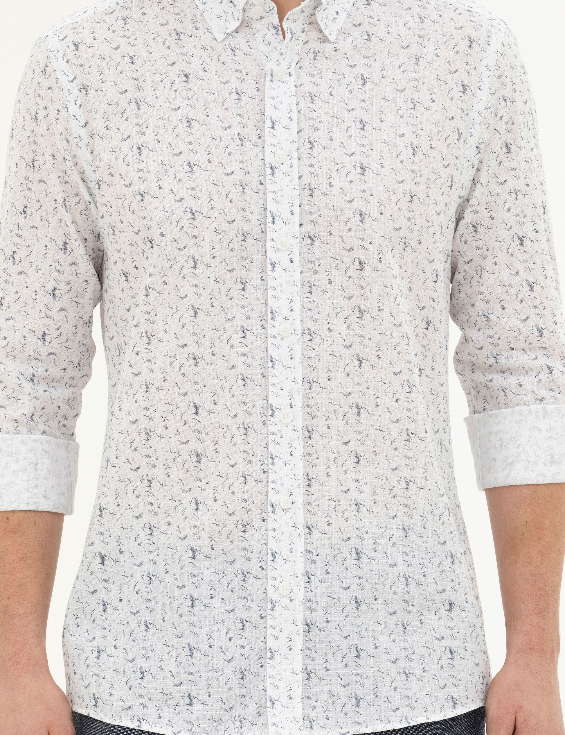 Navy Blue Slim Fit Long Sleeve Shirt