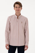Men's Striped Camel Long Sleeve Shirt