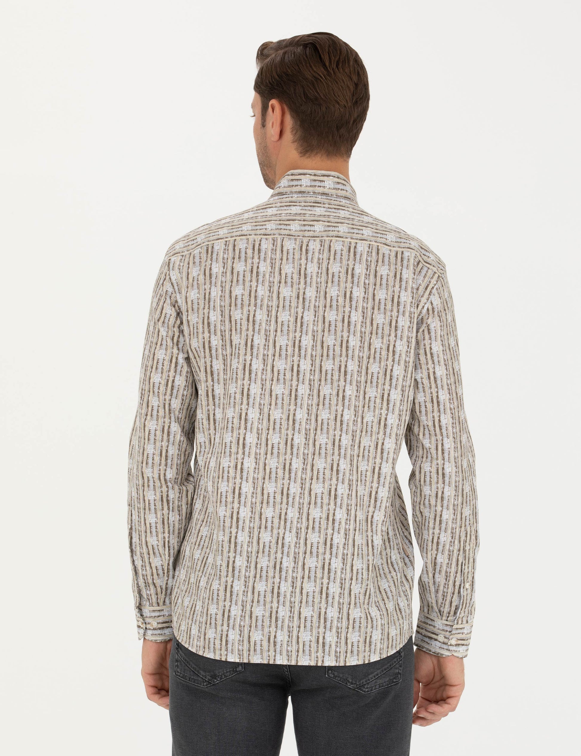 Khaki Regular Fit Long Sleeve Shirt