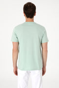 Men's Regular Fit Crew Neck Water Green T-Shirt