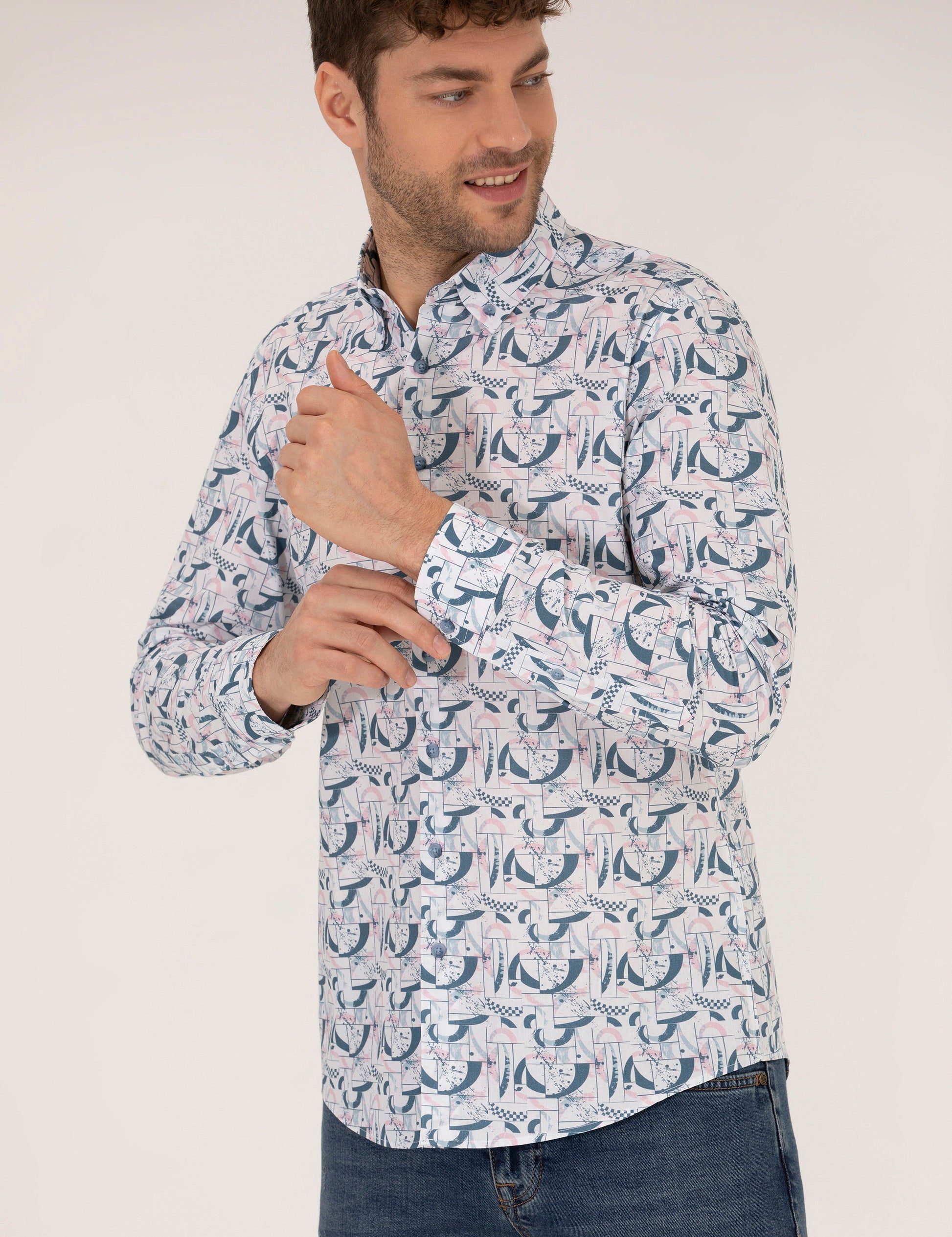 Pink Slim Fit Long Sleeve Shirt