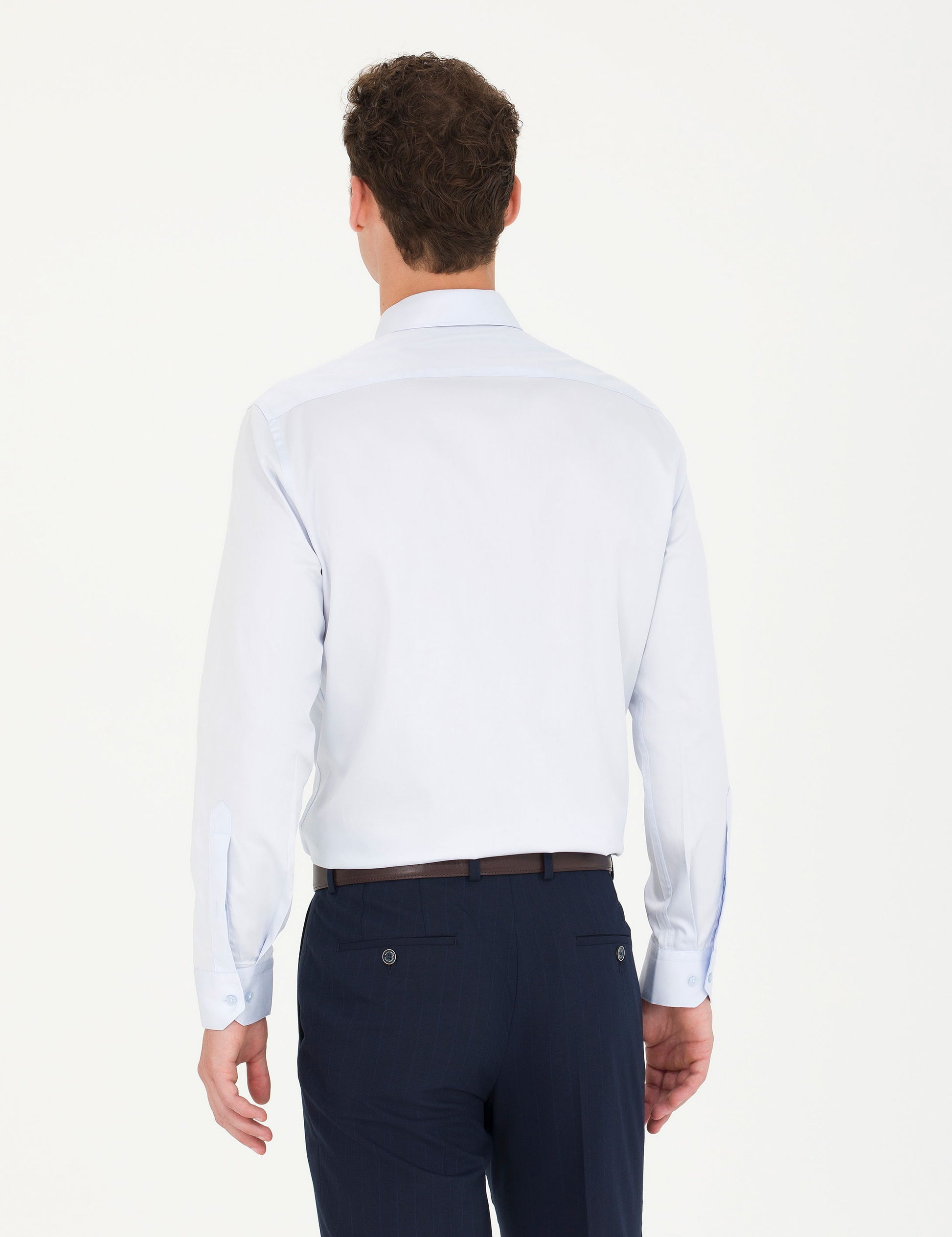 Light Blue Slim Fit Long Sleeve Basic Shirt