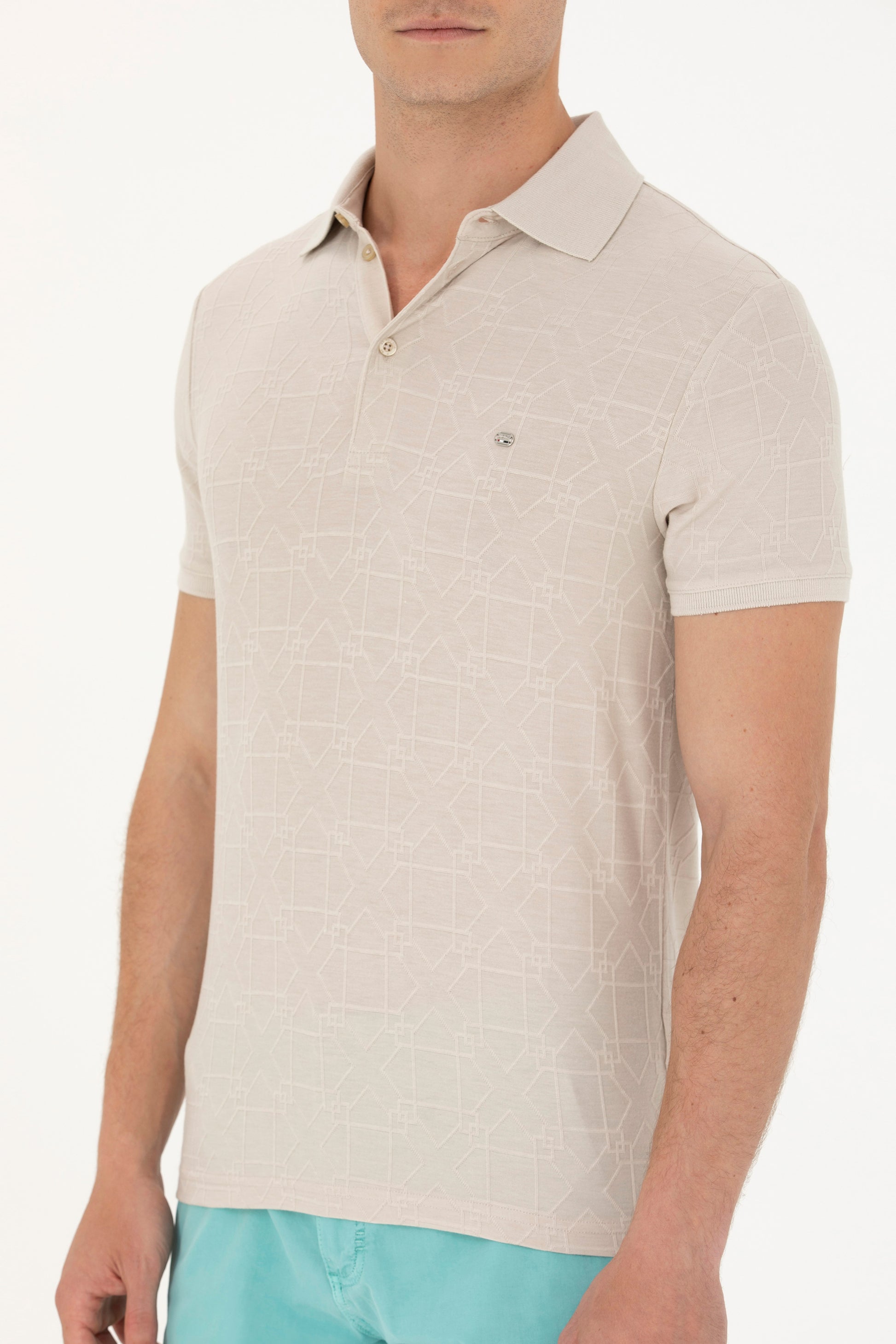 Men's Stone Polo Neck T-Shirt