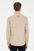 Men's Light Khaki Long Sleeve Basic Shirt