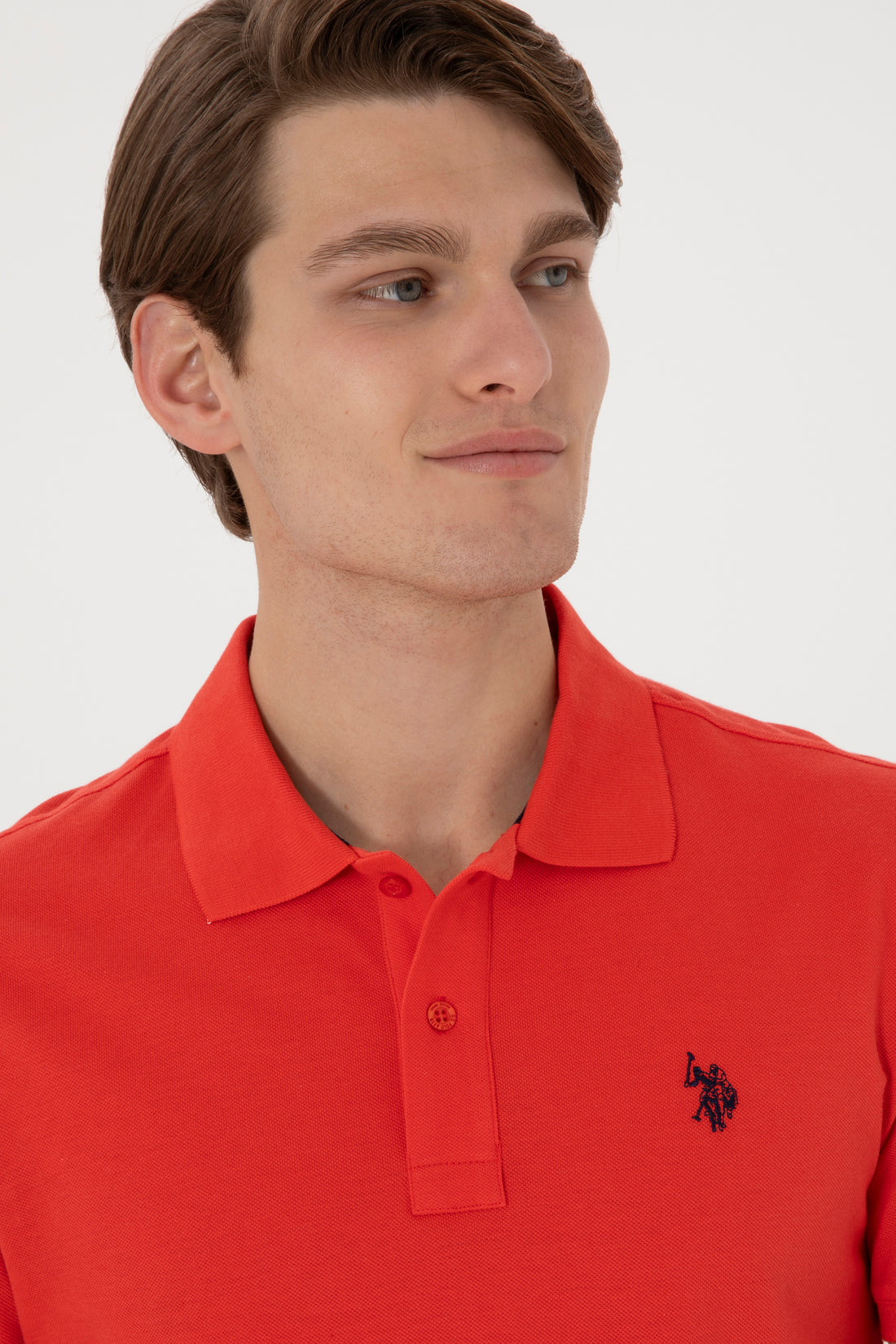 Men's Slim Fit Polo Neck Red Basic T-Shirt
