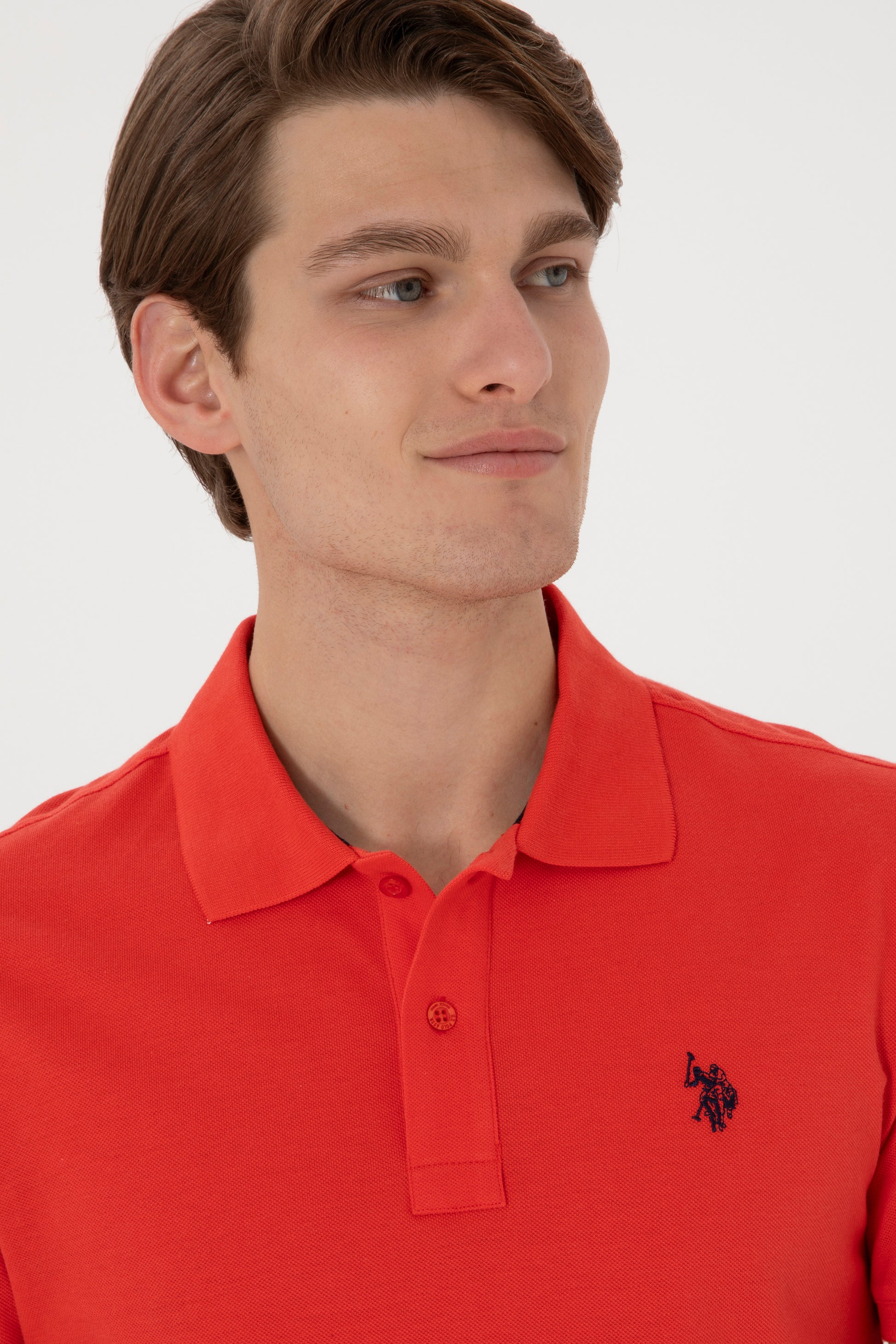 Men's Slim Fit Polo Neck Red Basic T-Shirt