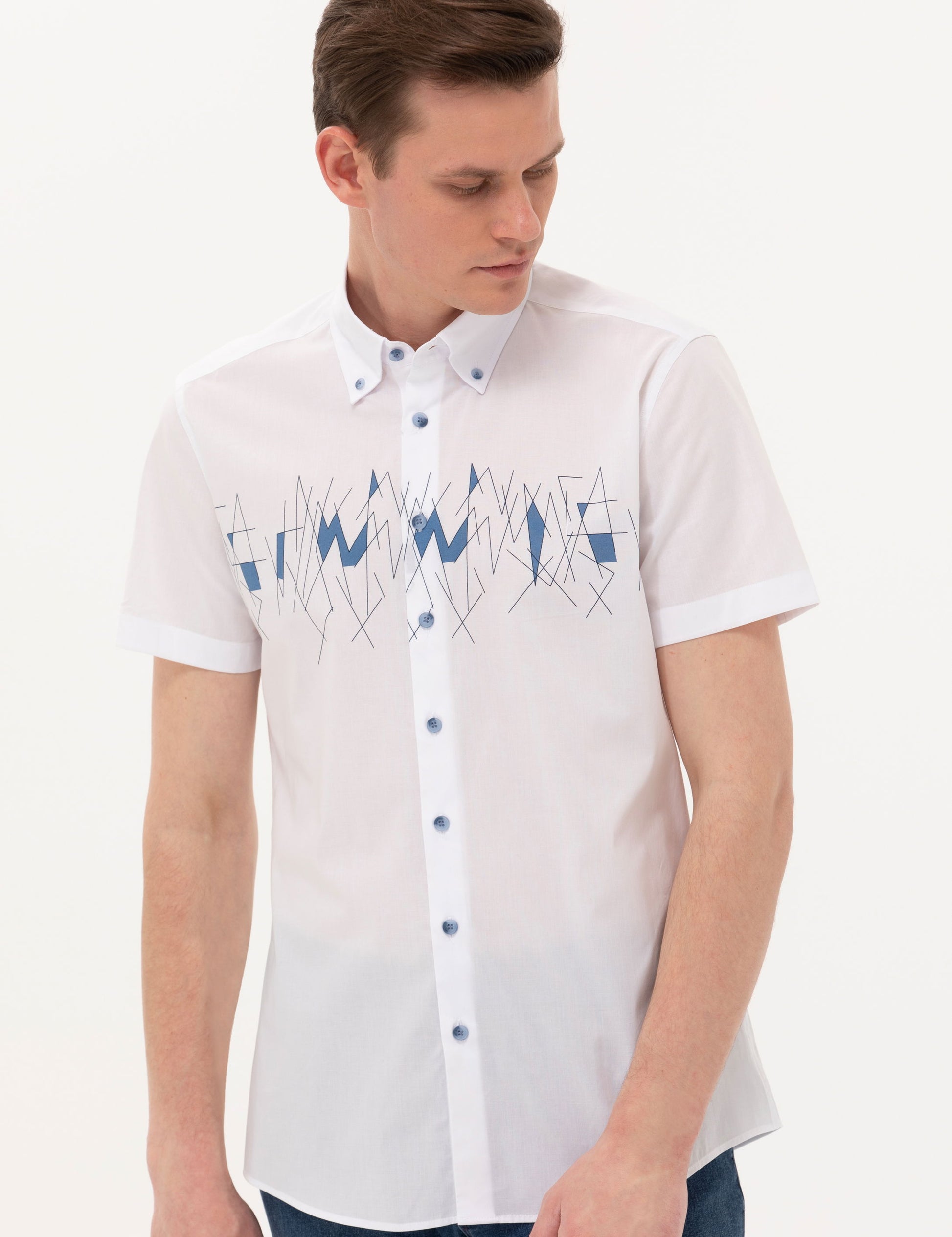 Navy Blue Ex. Slim Fit Short Sleeve Shirt