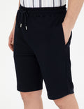 Navy Regular Fit Knitted Shorts