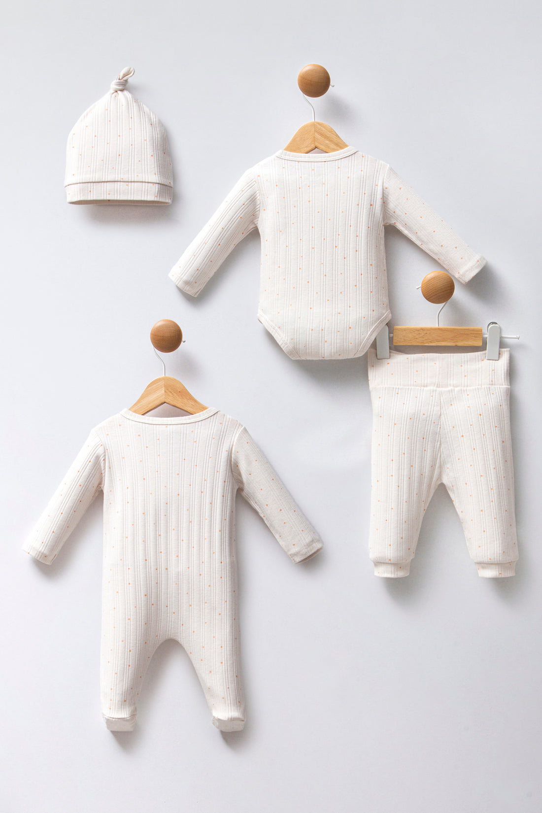 Baby Girl Ecru Polka Dot 4-Piece Zipper Set