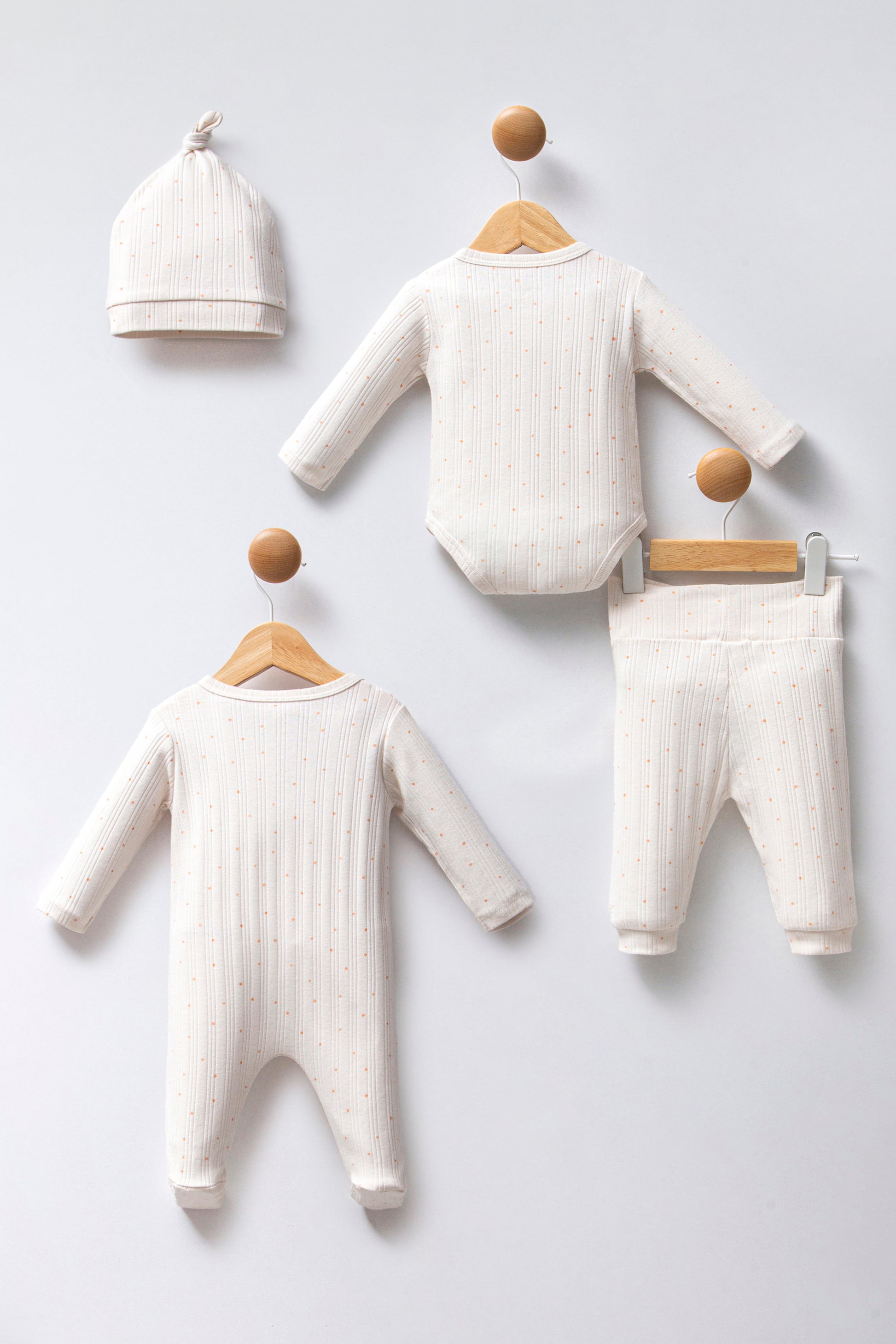 Baby Girl Ecru Polka Dot 4-Piece Zipper Set