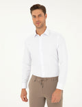 White Slim Fit Chunky Long Sleeve Shirt
