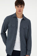 Men's Navy Blue Knitted Shirt