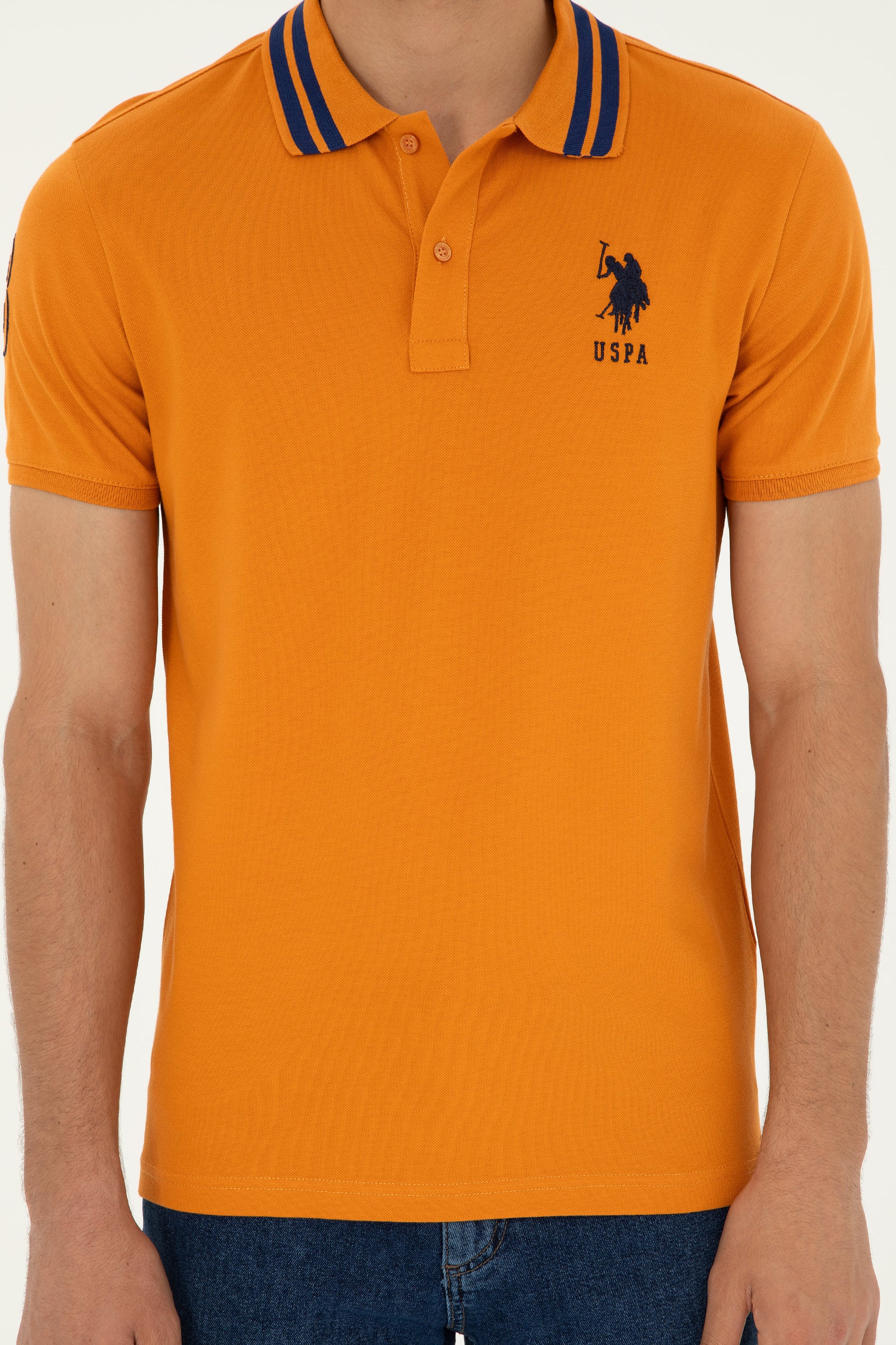 Men's Slim Fit Polo Neck Tile Basic T-Shirt