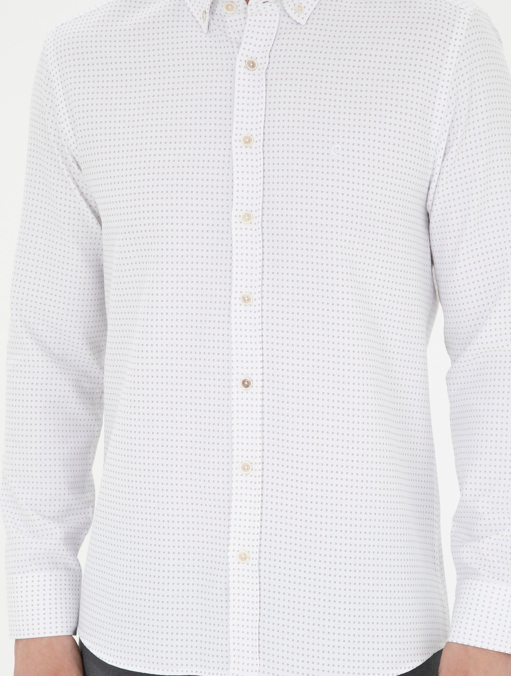 Beige Slim Fit Long Sleeve Shirt