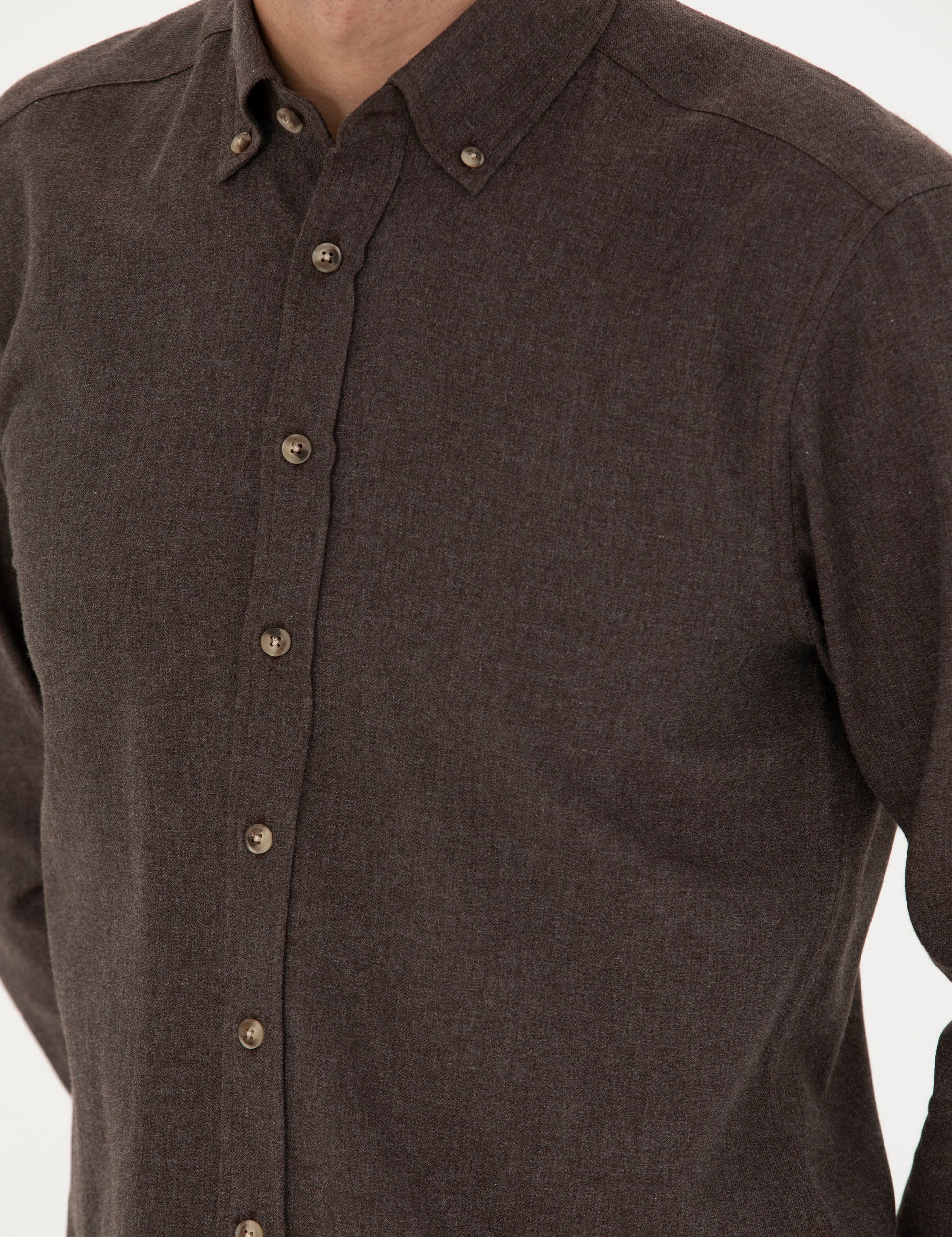 Brown Slim Fit Long Sleeve Shirt