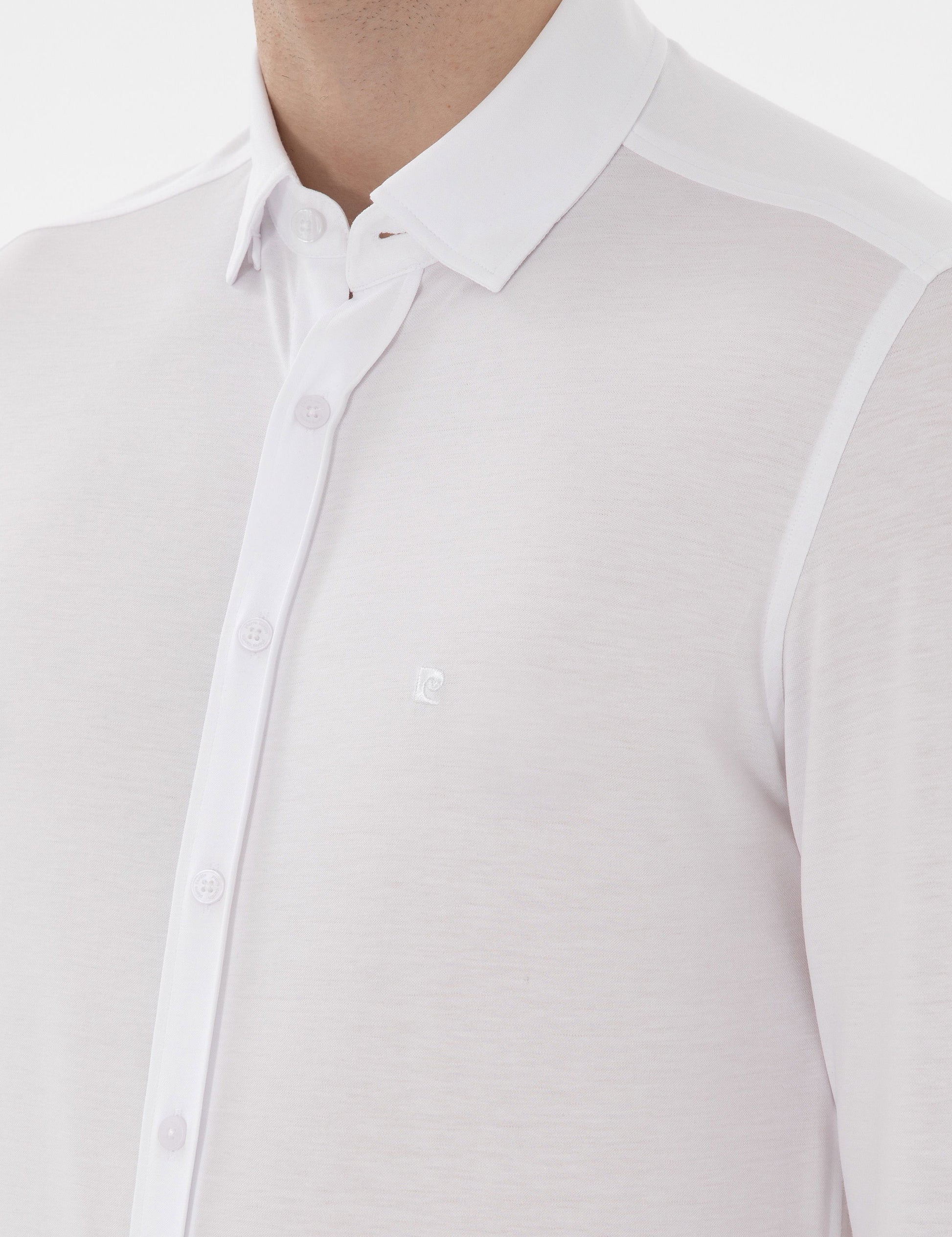 White Slim Fit Long Sleeve Shirt