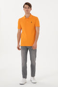 Men's Slim Fit Polo Neck Orange Basic T-Shirt