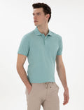 Dark Mint Slim Fit No-Fold Polo Neck Basic T-Shirt
