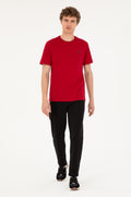 Men's Regular Fit Crew Neck Burgundy T-Shirt