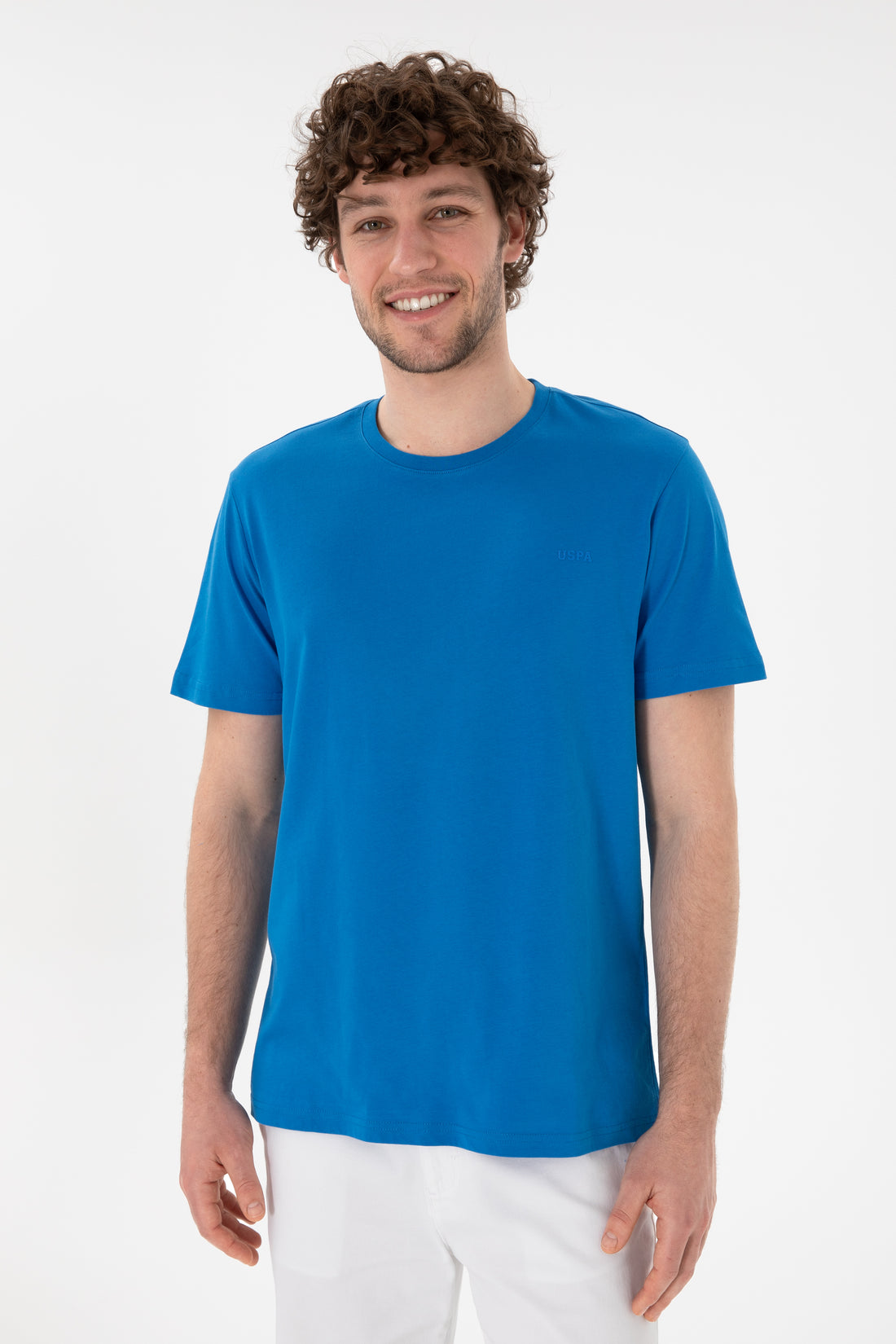 Men's Regular Fit Crew Neck Cobalt Blue Basic T-Shirt