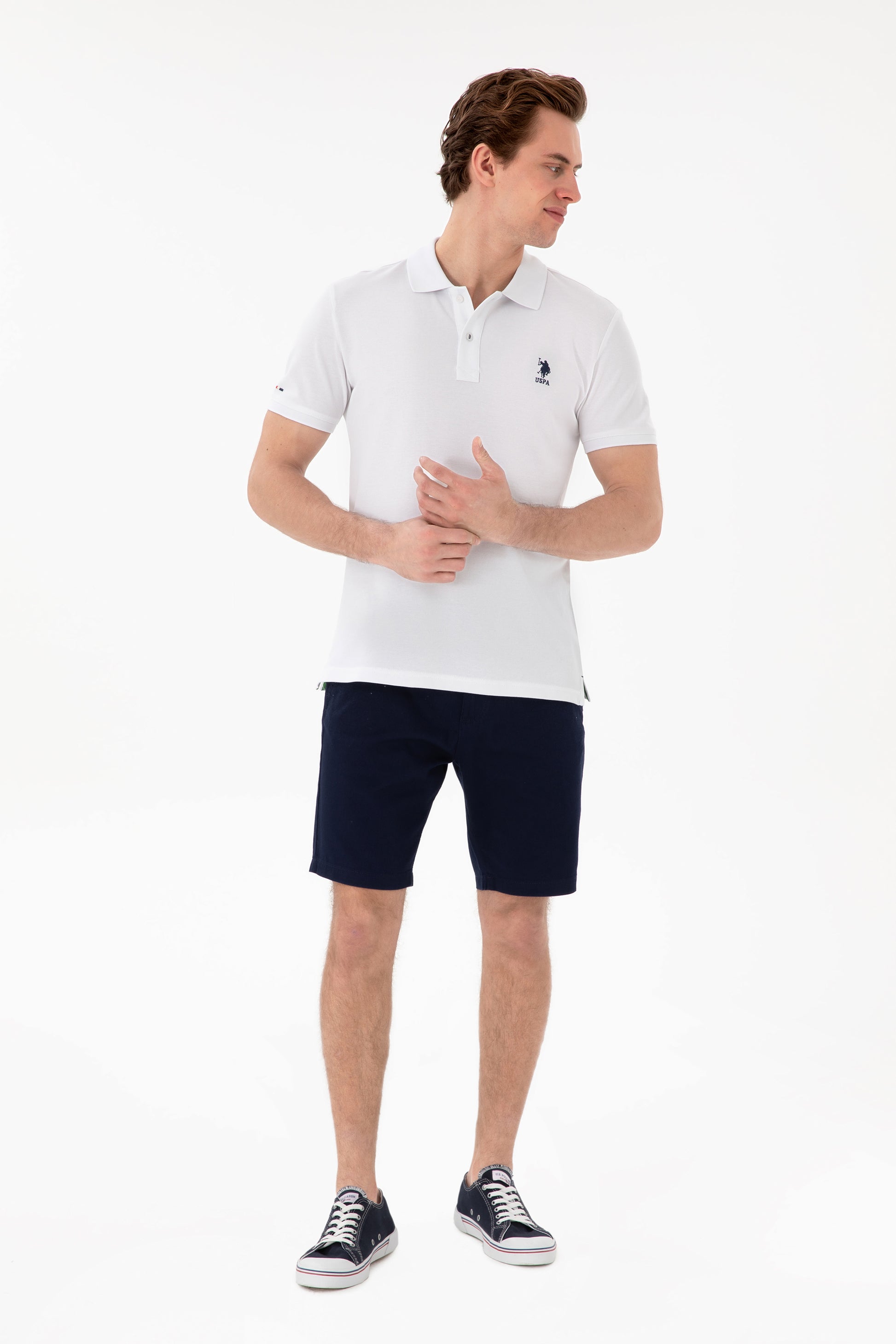 Men's Slim Fit Polo Neck White Basic T-Shirt