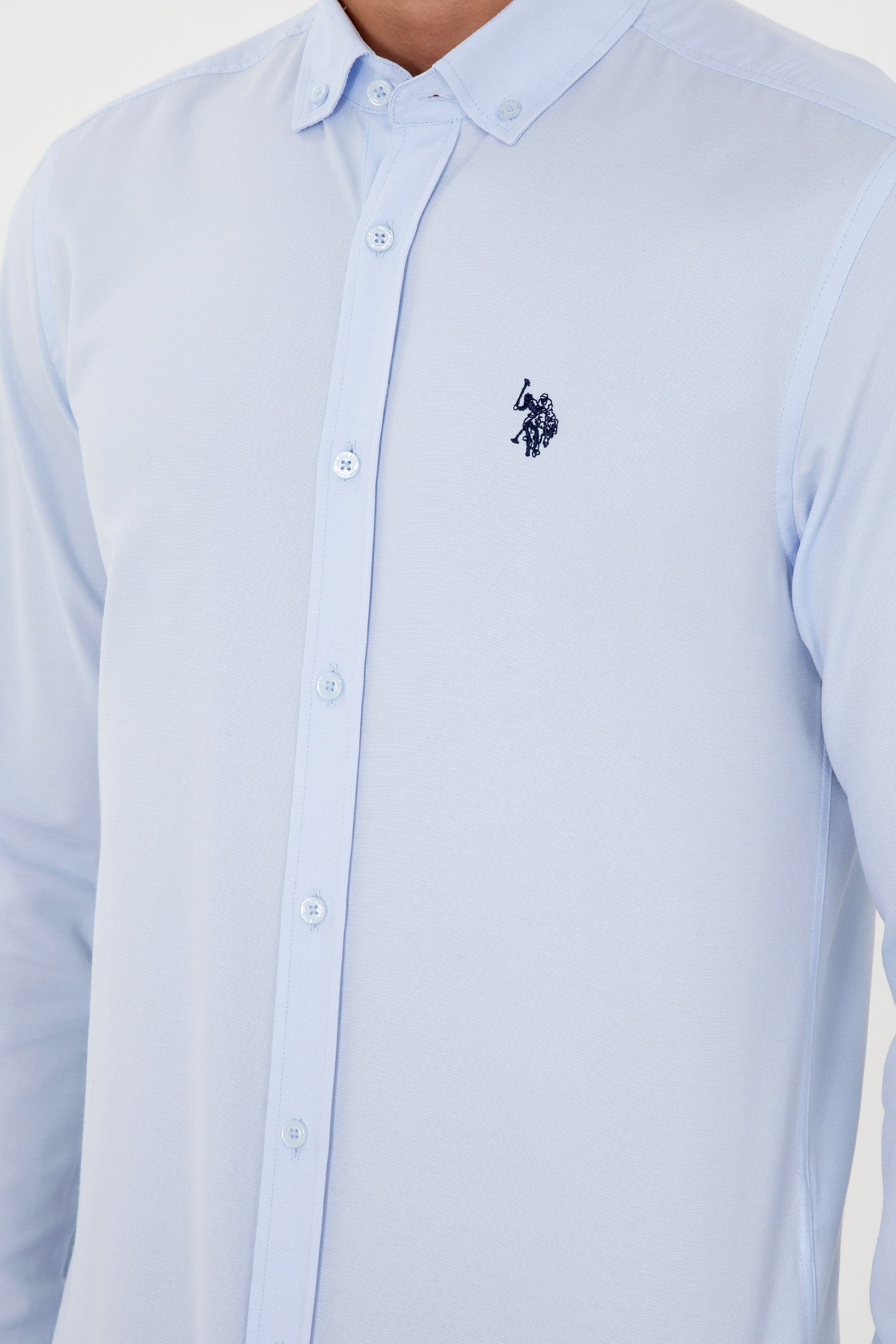 Men's Light Blue Long Sleeve Basic Shirt