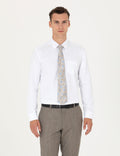 White Regular Fit Long Sleeve Basic Shirt